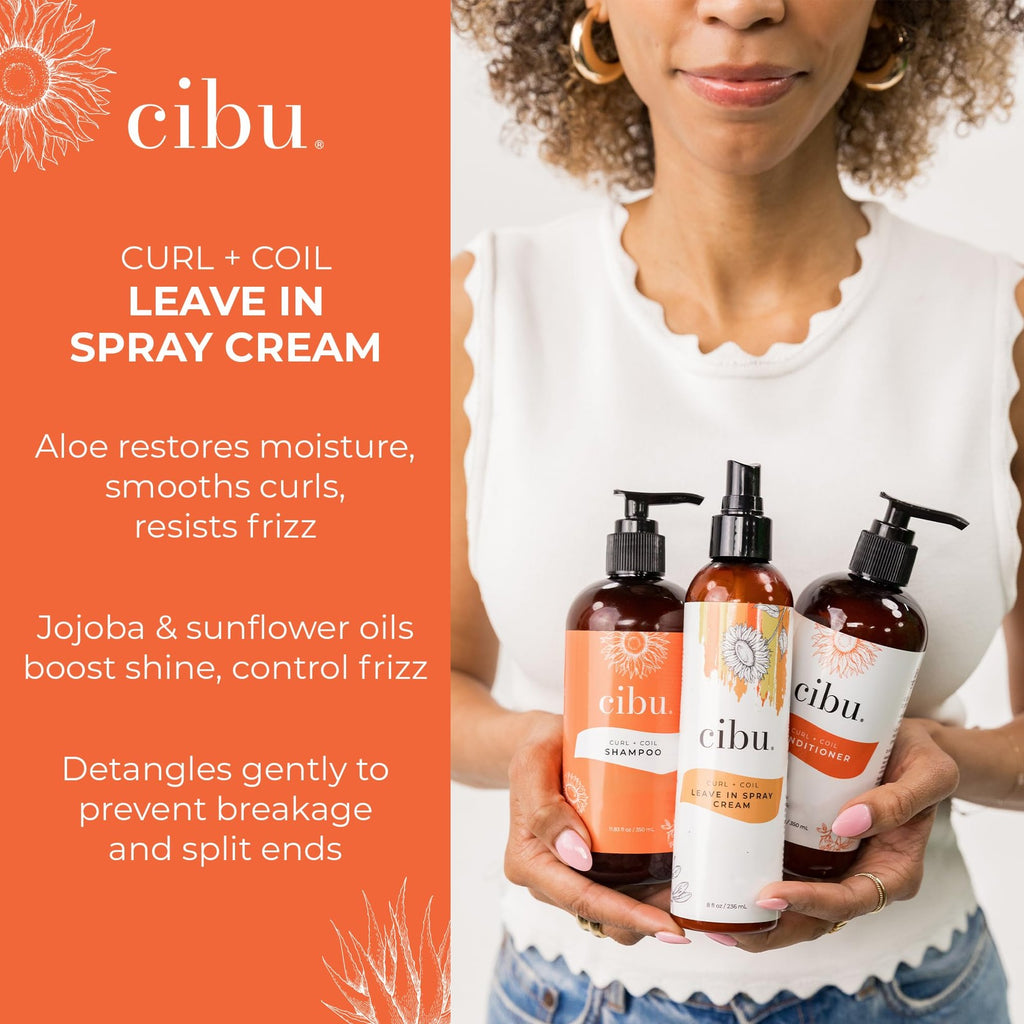 Curl + Coil Leave-In Hair Spray Cream - Moisturizing Detangler for Curly Hair, 8oz, Pack of 8
