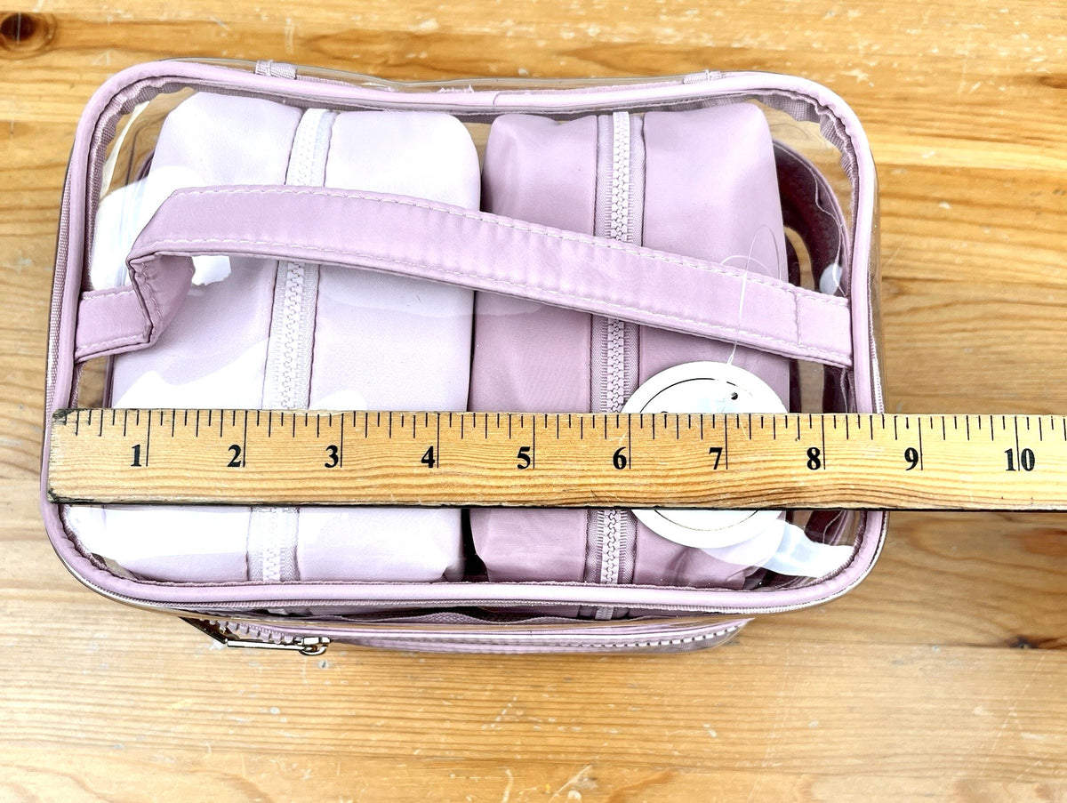 Studio NYC Pink Leopard Travel Cosmetic Case Set - 4 Piece Clear Organizer