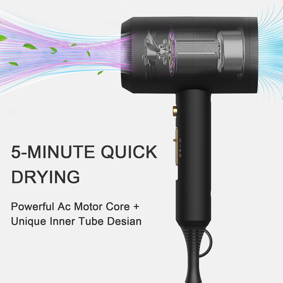 Professional Ionic Hair Dryer 1800W Fast Drying Low Noise Blow Dryer