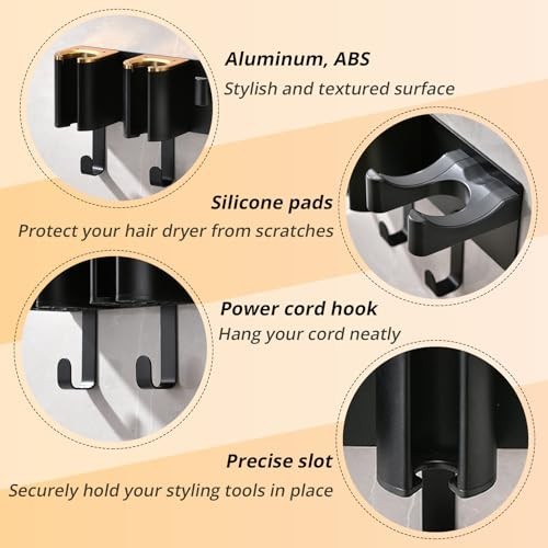 Wall Mount Hair Tool Organizer for Hair Dryers & Curling Irons