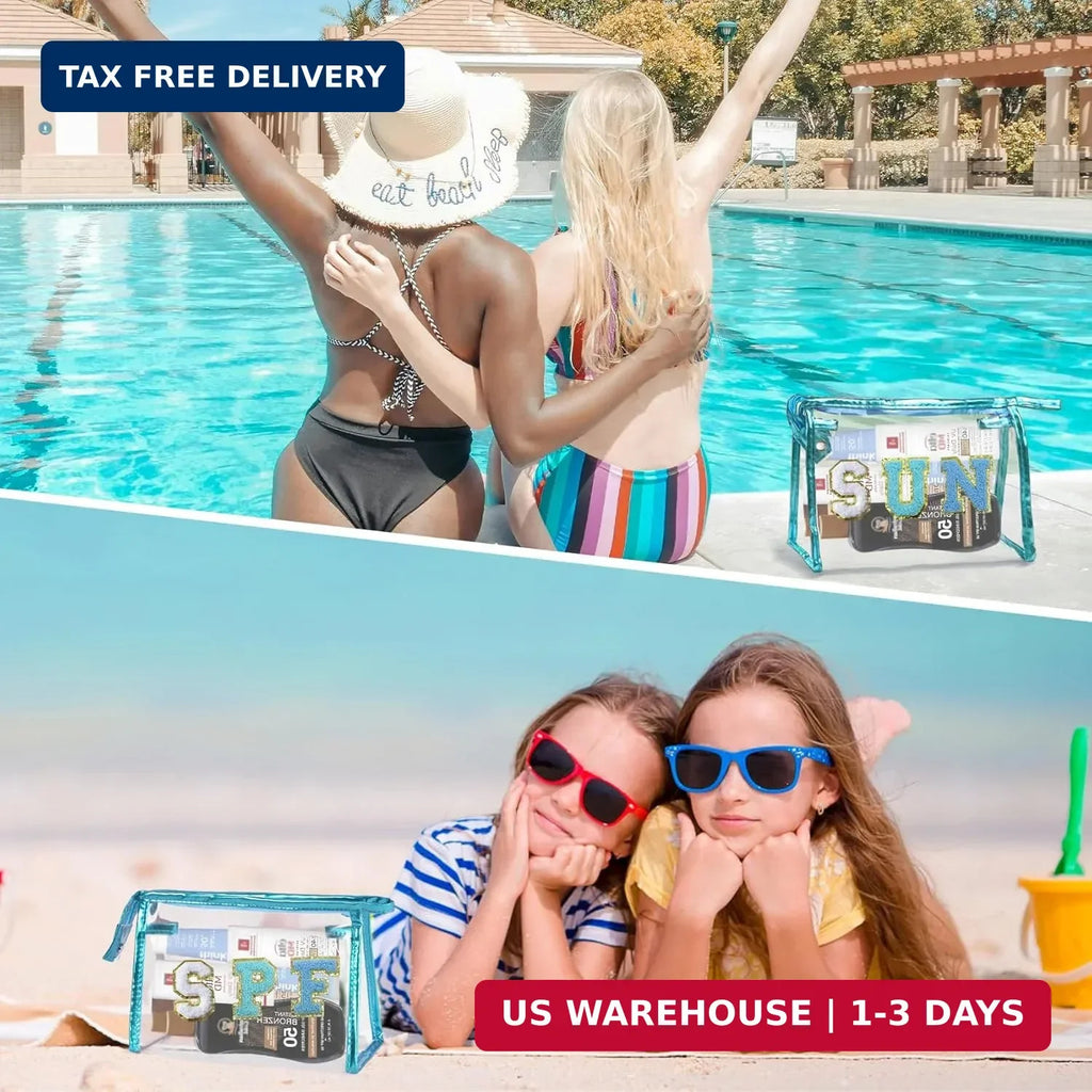 Clear Sunscreen Bag Waterproof Makeup Toiletry Pouch for Beach & Travel