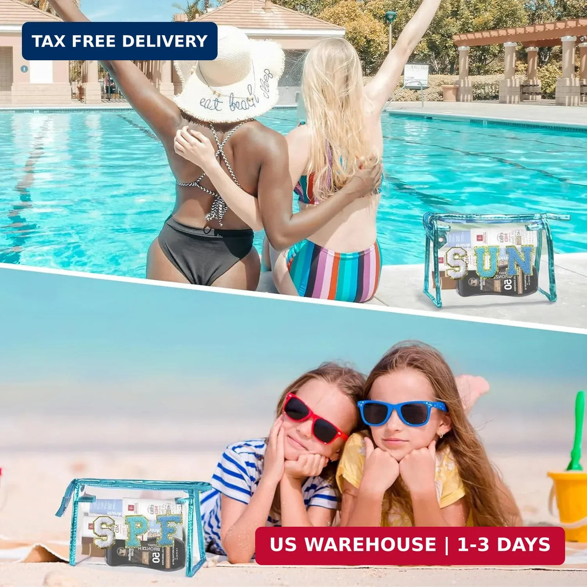 Clear Sunscreen Bag Waterproof Makeup Toiletry Pouch for Beach & Travel