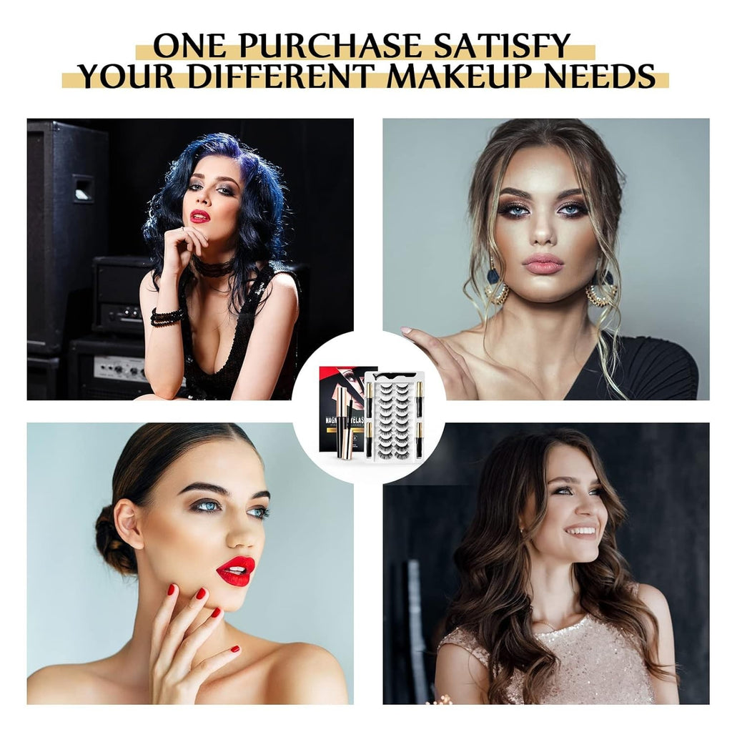 Magnetic Eyelashes 10 Pairs with Magnetic Eyeliner Set - Natural Look
