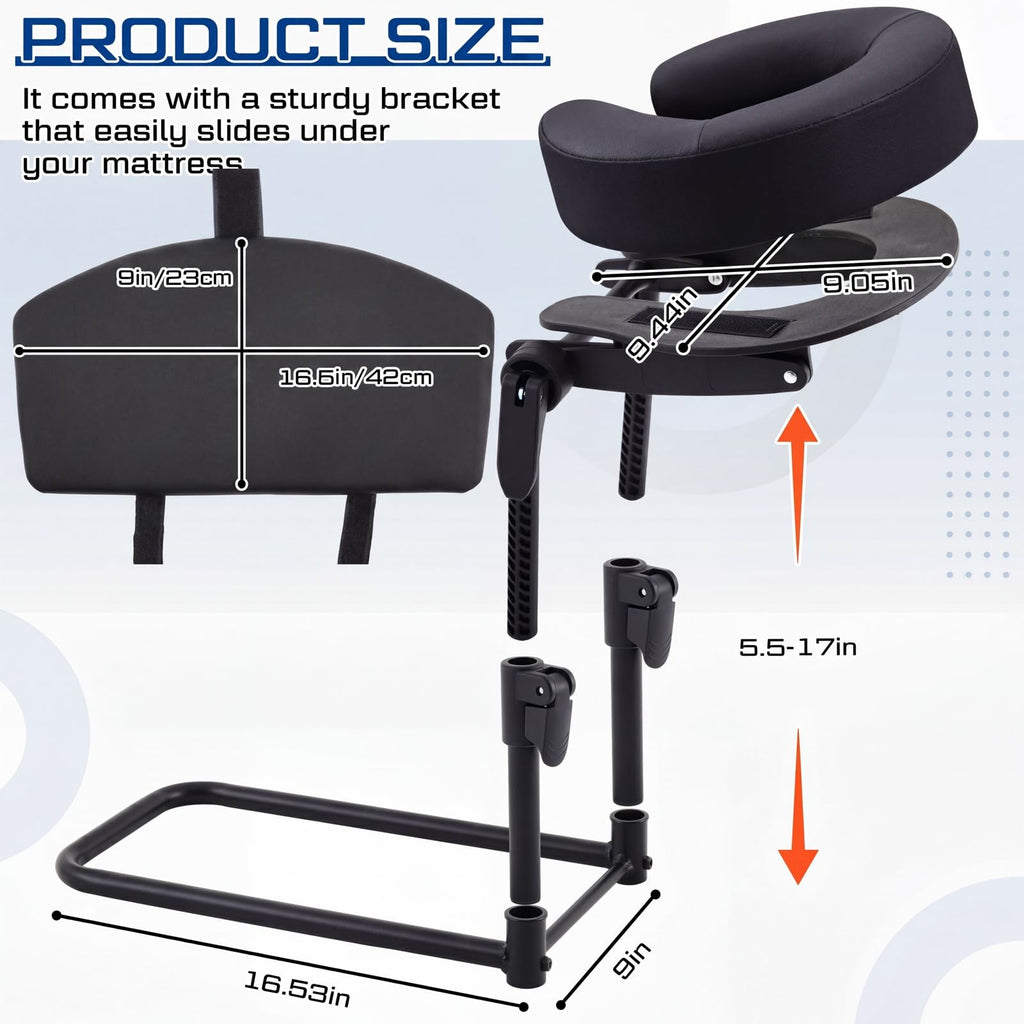Adjustable Massage Headrest for Bed with Leather Cushion & Support Frame