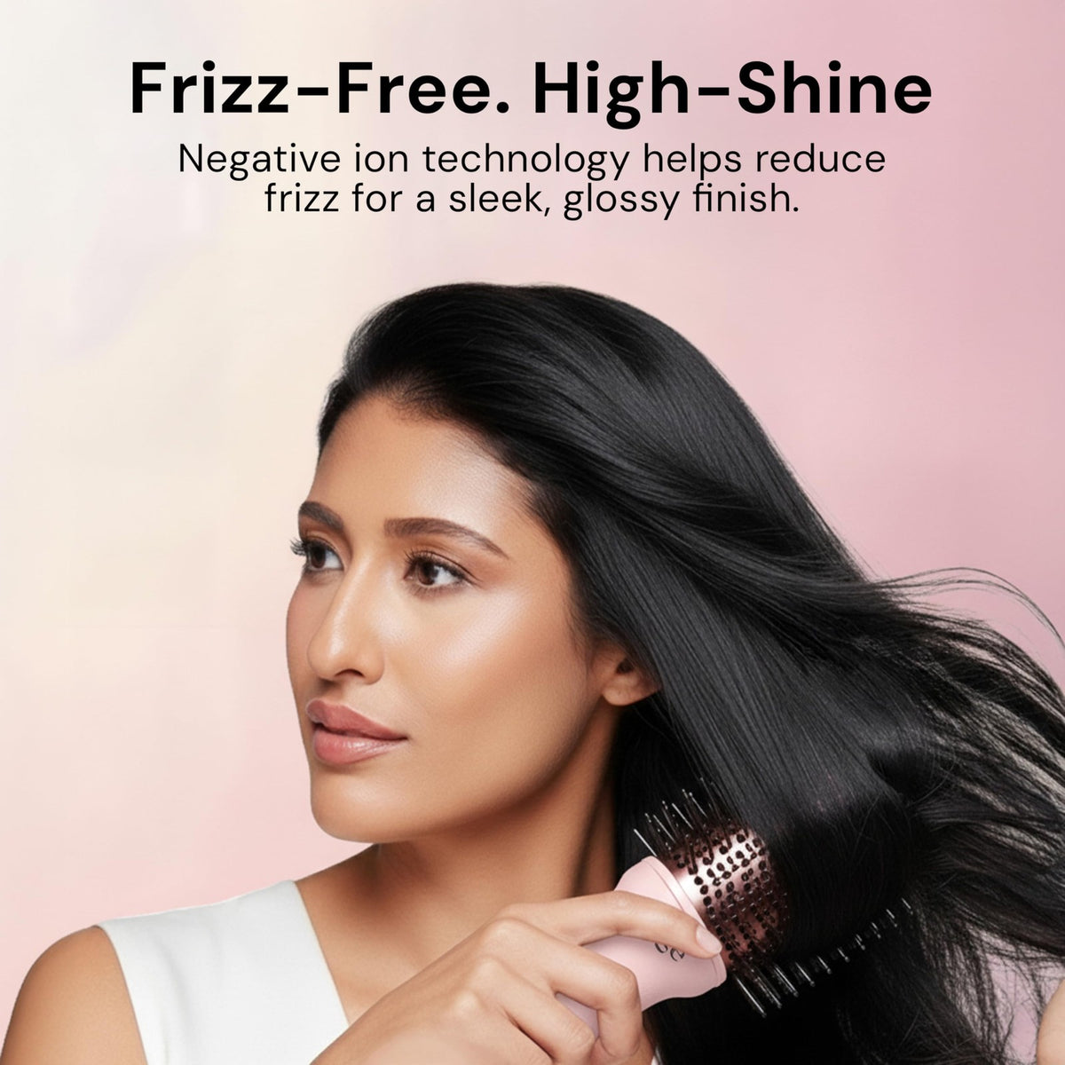 2-in-1 Titanium Blow Dryer Brush with Volumizing Oval Barrel - Frizz Control