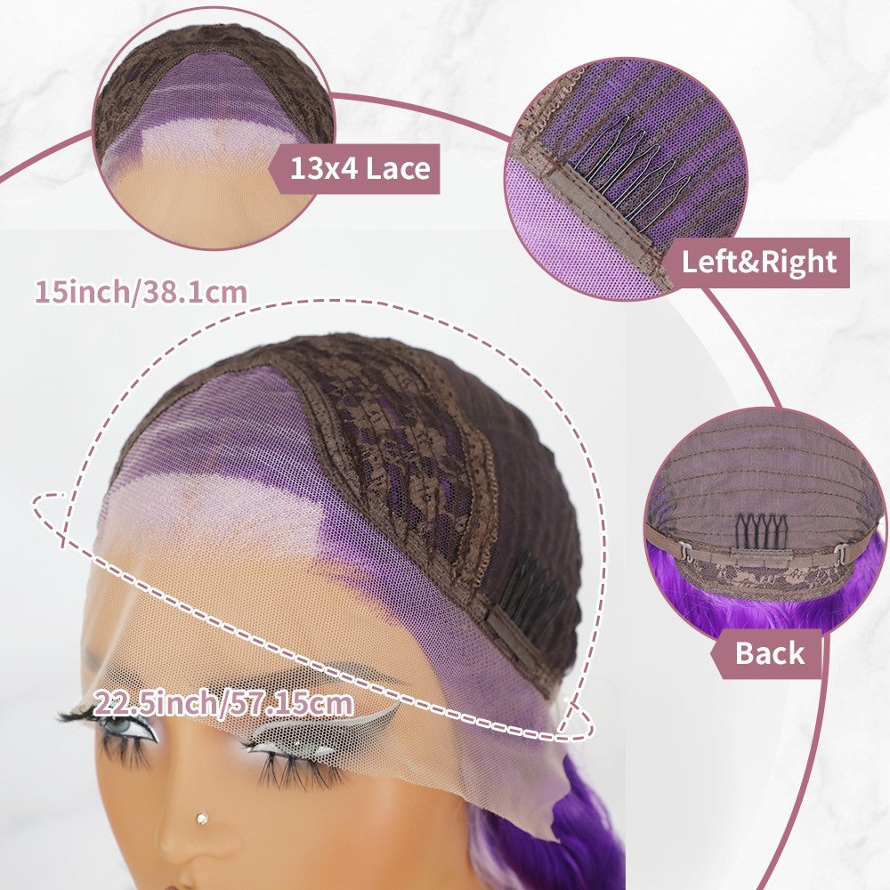 Pre Plucked Purple Curly Lace Front Wig with Heat Resistant Synthetic Hair