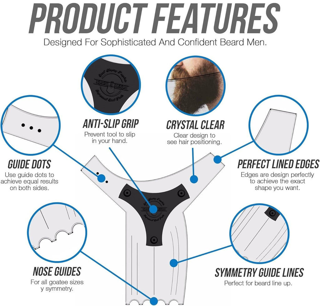 Beard Shaper Lineup Tool with Comb - Precise Beard Guide & Template