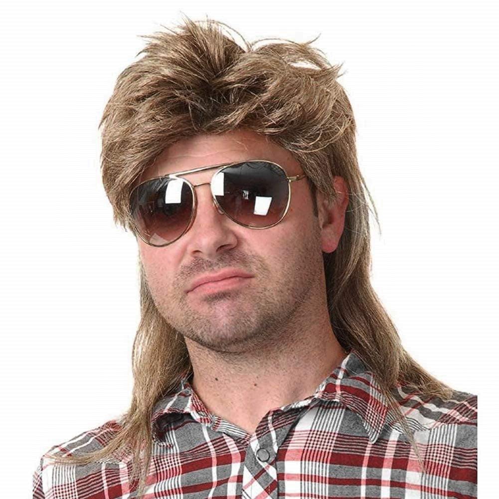 Men's Light Brown Mullet Wig - 80s Costume for Parties & Cosplay