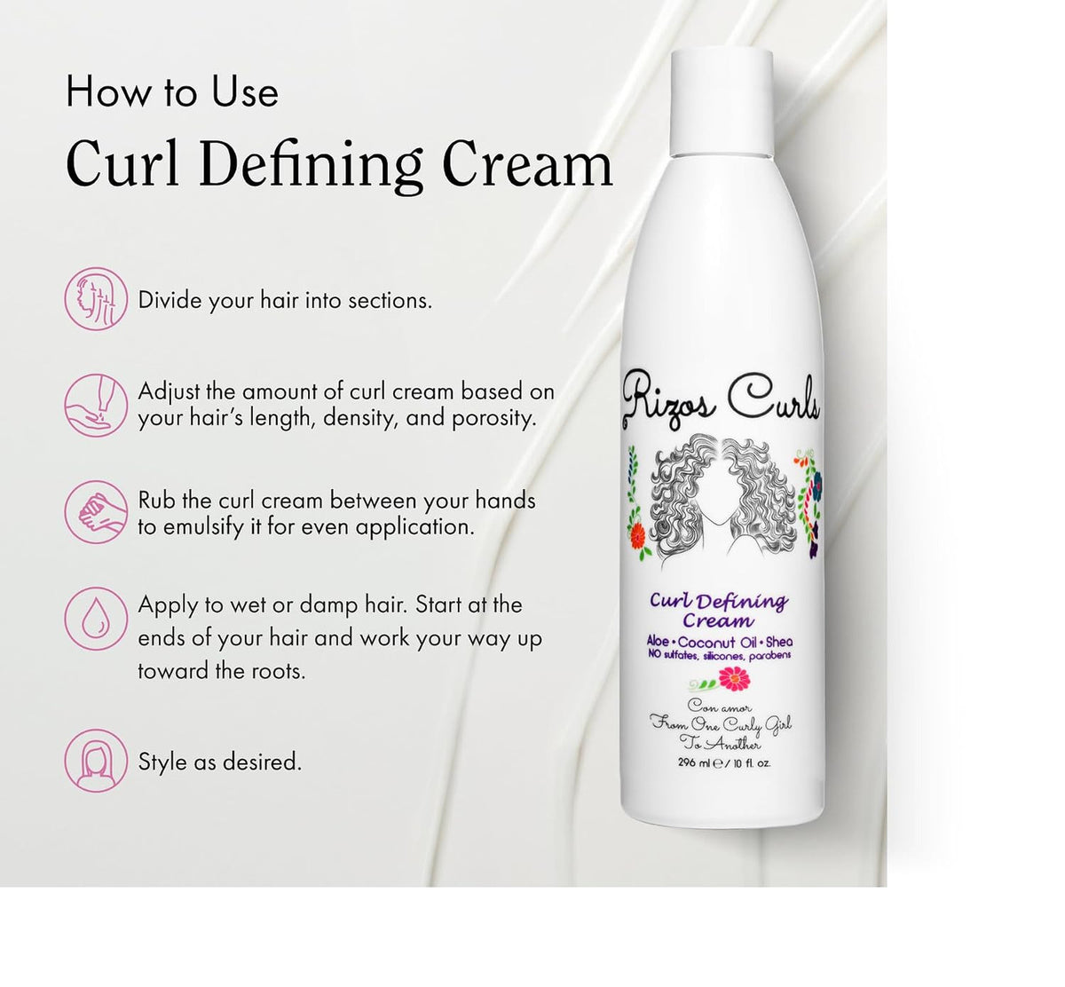 Curl Defining Cream for Wavy Curly Coily Hair Frizz Control & Softening