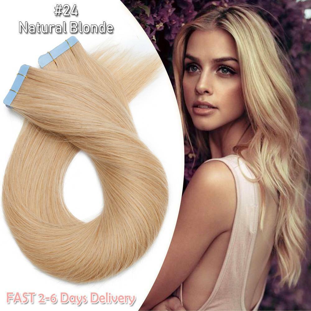 Remy Human Hair Tape-In Extensions 20-60pcs - Natural Black & Blonde Shades