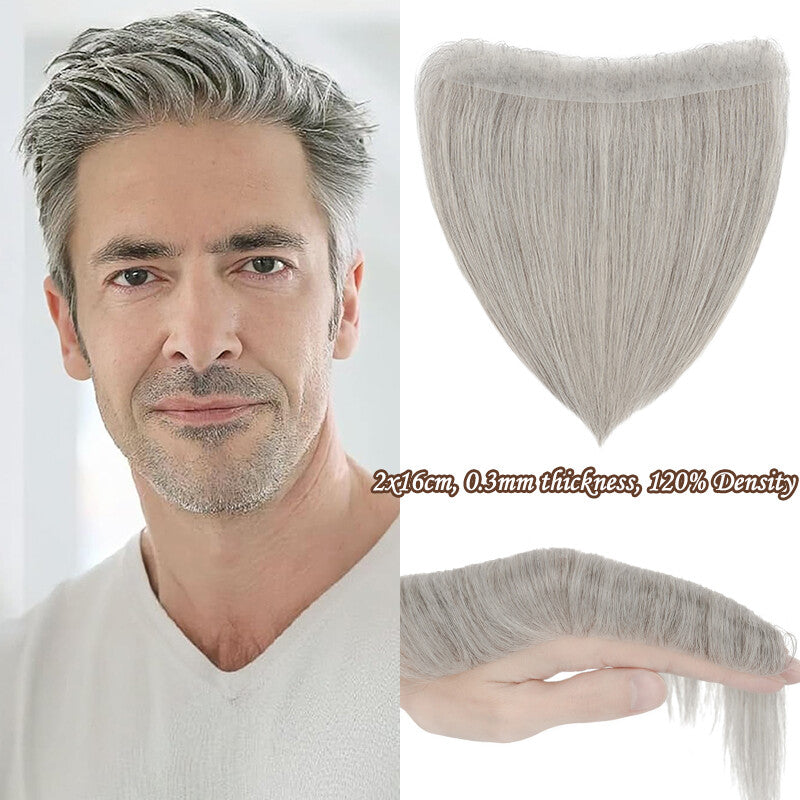 Men's Receding Hairline PU Hairpiece with Human Hair Toupee – Natural Look & Adjustable Fit