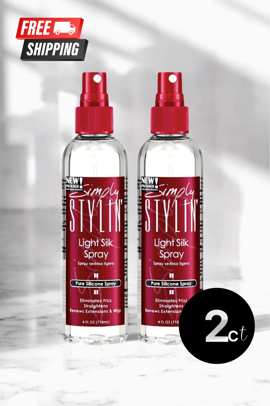 Light Silk Hair Spray Heat Protectant for Frizz & Shine - Pack of 2