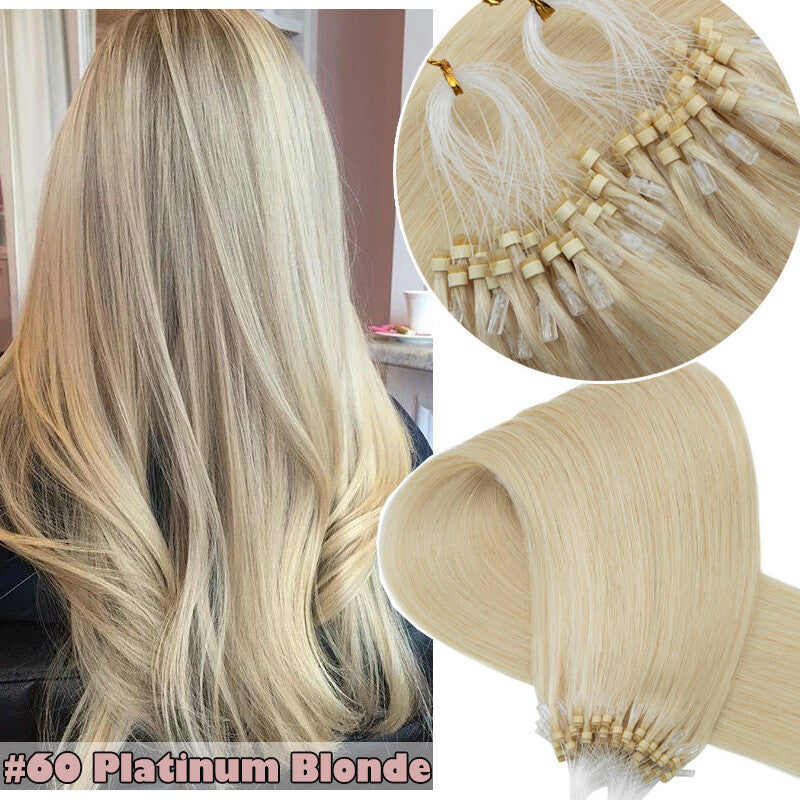 150g Thick Loop Human Hair Extensions Micro Ring Microlink Beads Blonde