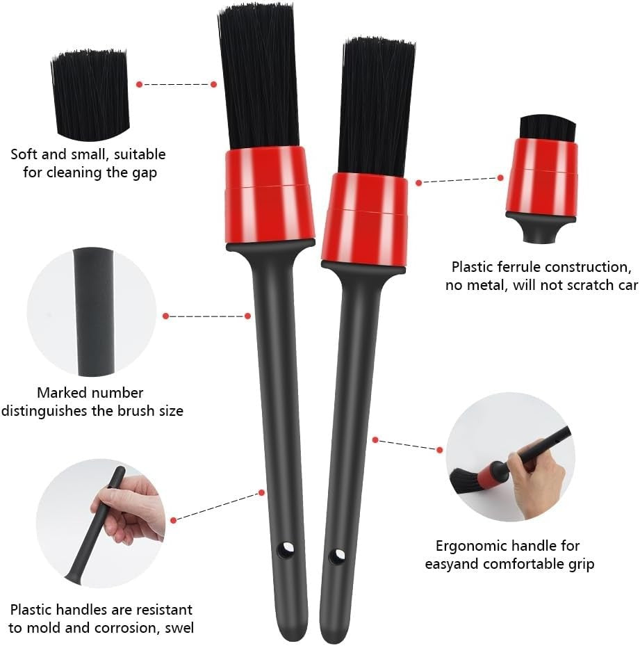 9-Piece Car Detailing Brush Set for Interior Exterior Tire Wheel Engine Cleaning