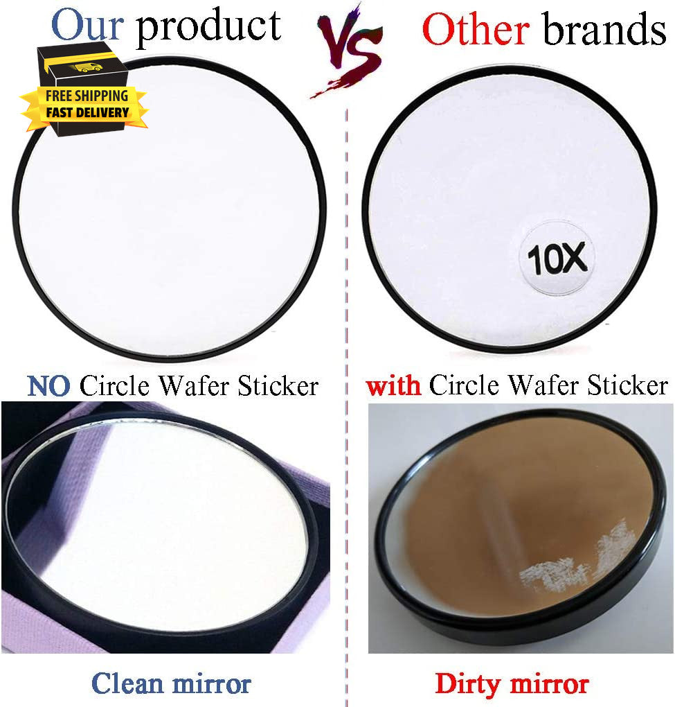 10X Magnifying Makeup Mirror with Suction Cups - Round Cosmetic Mirror for Facial Care