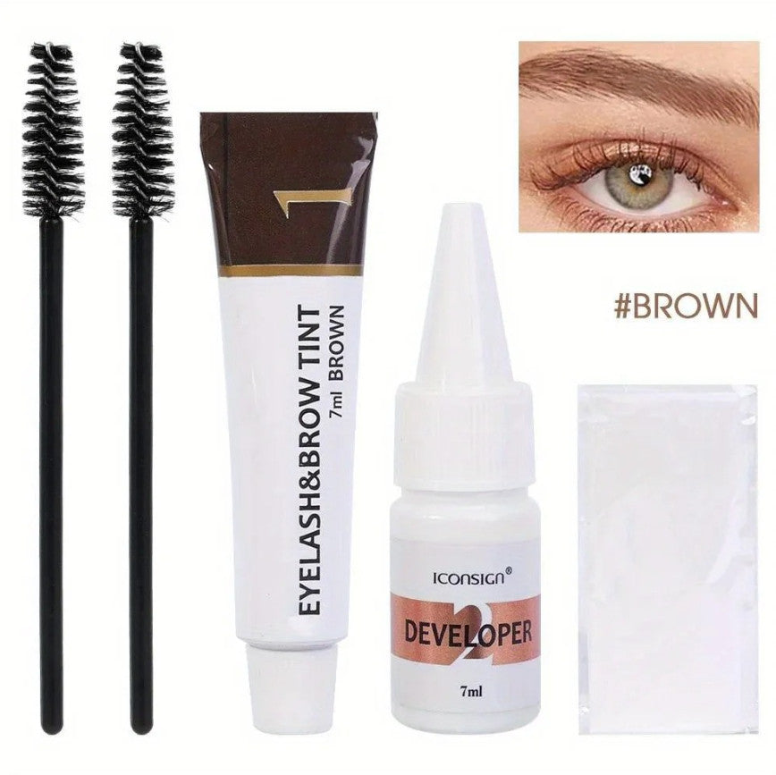 Waterproof 2-in-1 Eyebrow and Eyelash Tint Kit for Long-Lasting Color