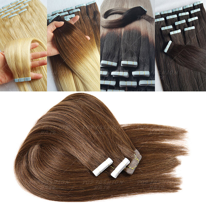 Remy Human Hair Extensions Tape-In Full Head Highlight 100% Thick & Natural