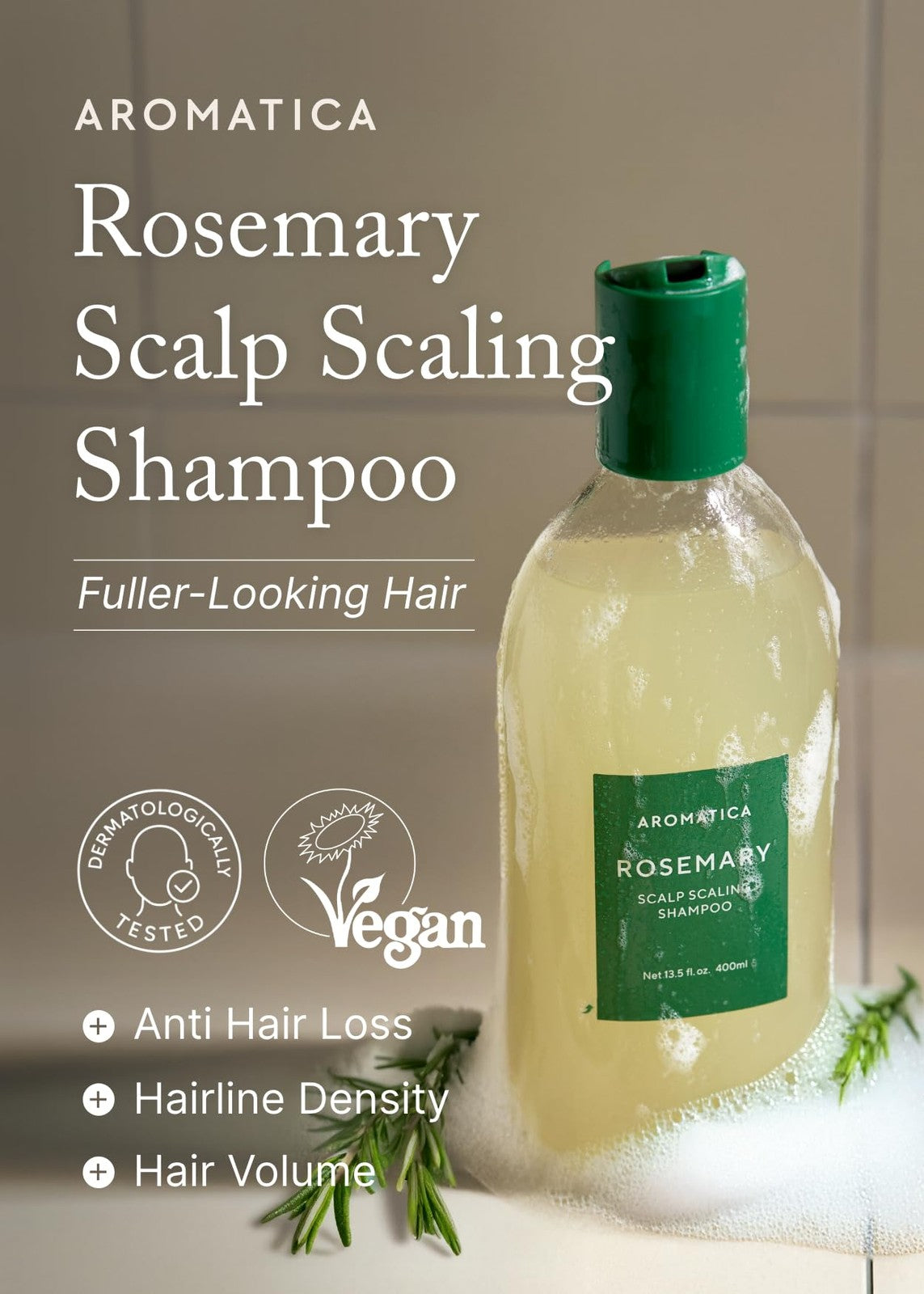 Rosemary Scalp Shampoo for Hair Growth & Thinning - Vegan & Sulfate Free 13.53oz