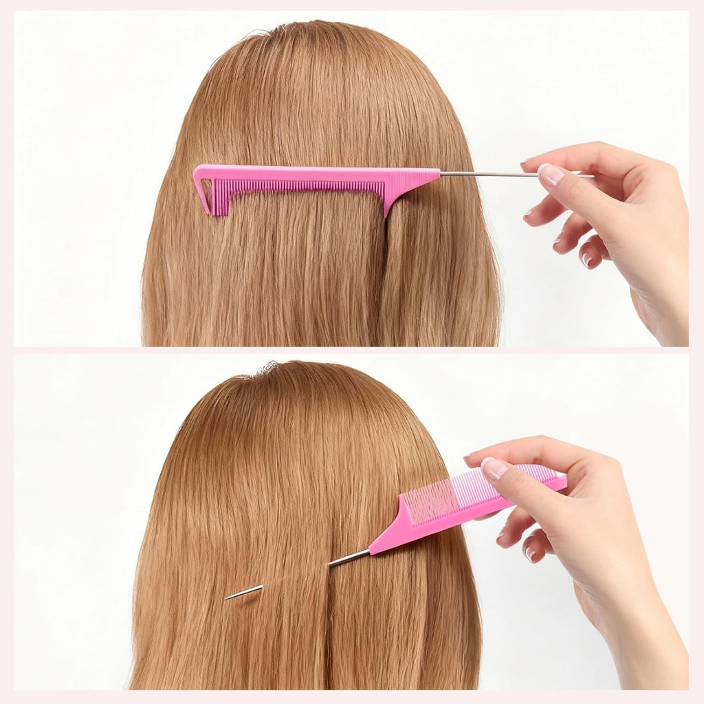 6PCS Metal Rat Tail Combs for Hair Styling & Braiding - Fine Tooth
