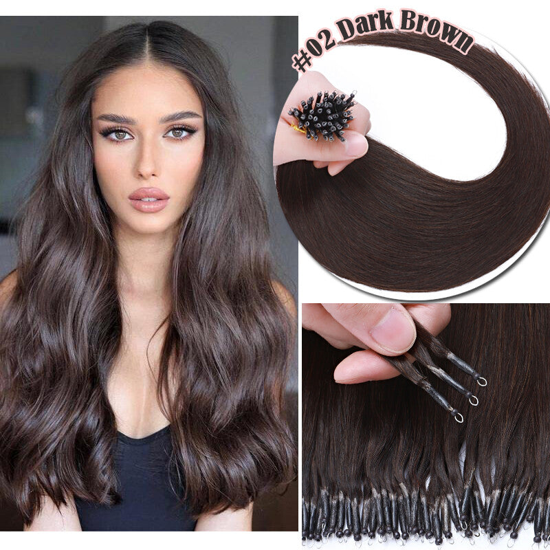 150g Thick Nano Ring Human Hair Extensions with Micro Beads for Ombre Styles