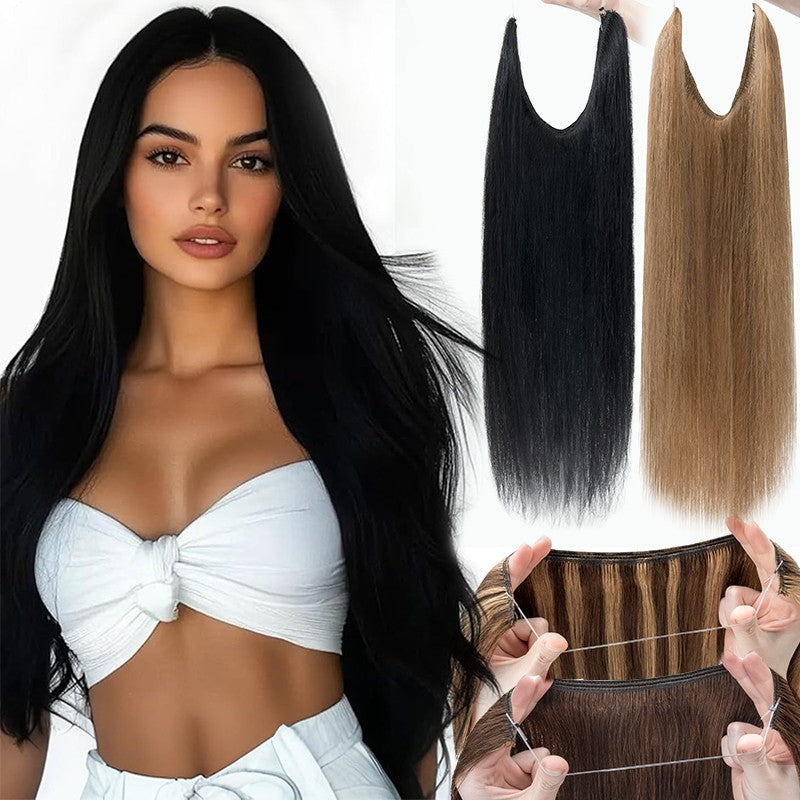 Remy Human Hair Clip-In Extensions with Invisible Wire & Clips - Thick, Natural Look
