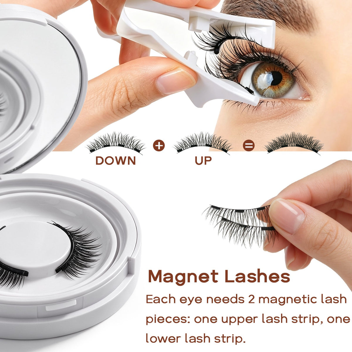 Reusable Magnetic False Eyelashes Kit with Applicator No Glue Needed Natural Look