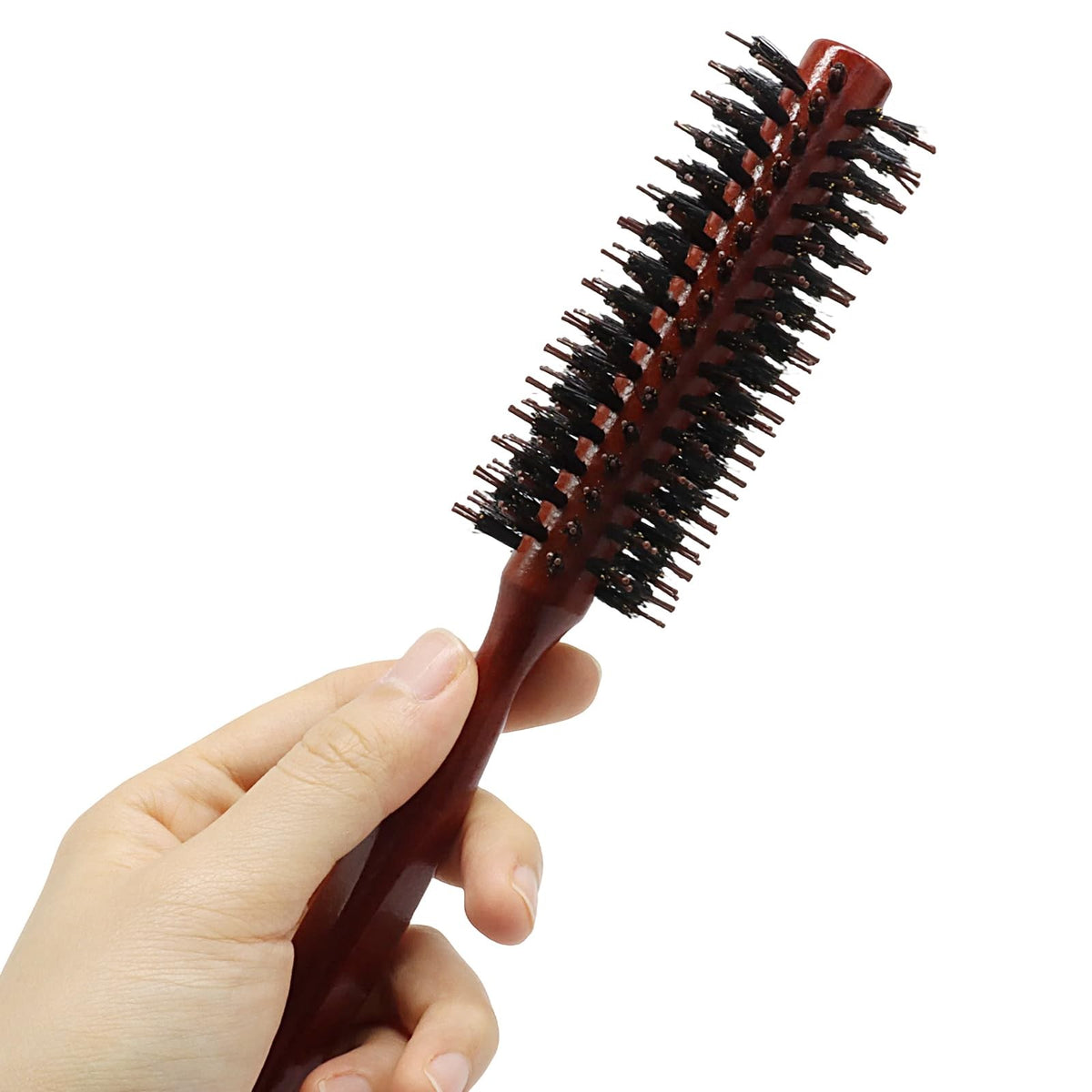 10 Row Wooden Round Hair Brush - Detangling, Styling & Volume