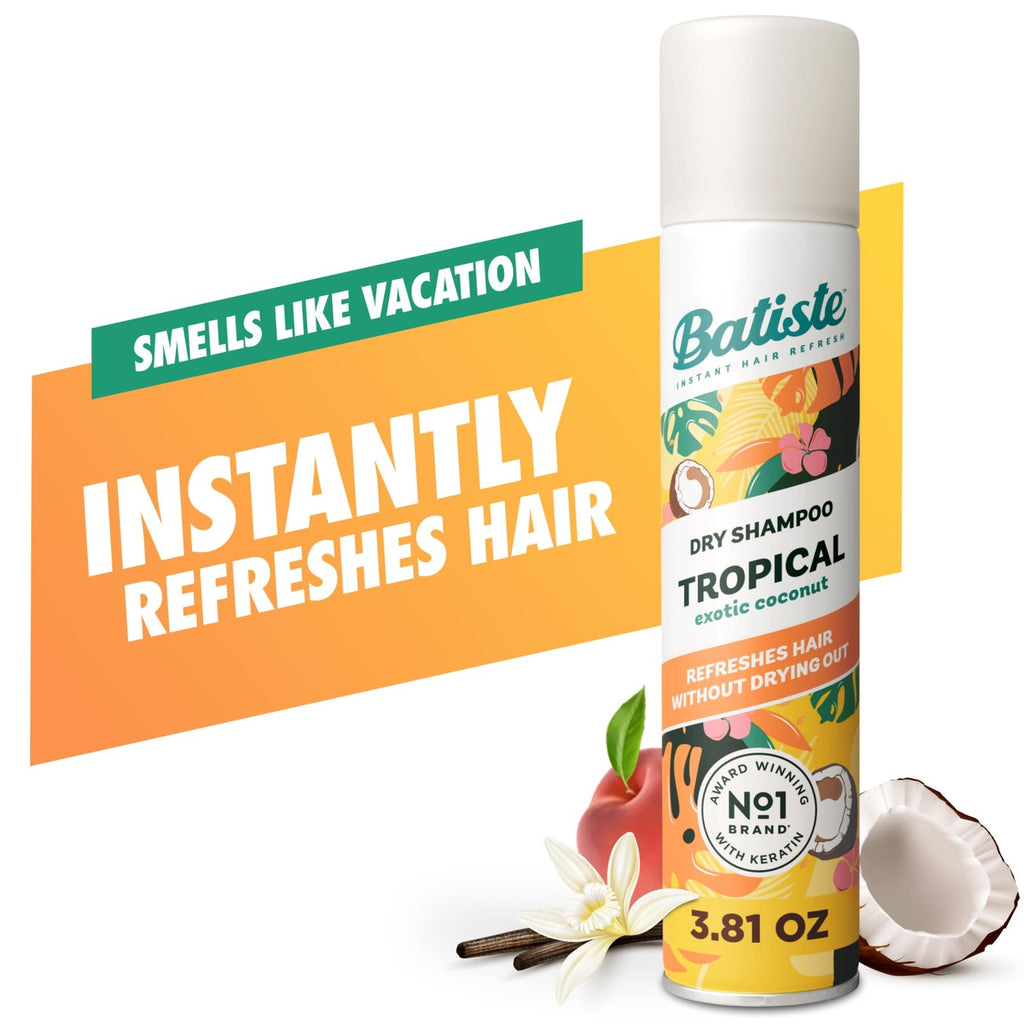 Tropical Dry Shampoo Waterless Hair Refresher 3 Pack - Coconut Jasmine Vanilla Scent