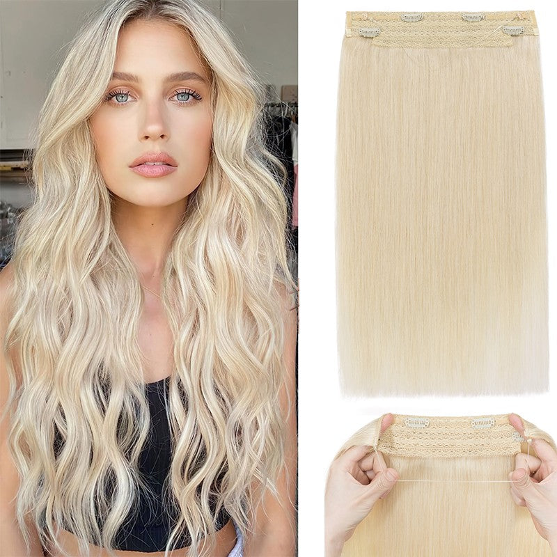 Remy Human Hair Clip-In Extensions with Invisible Wire & Clips - Thick, Natural Look