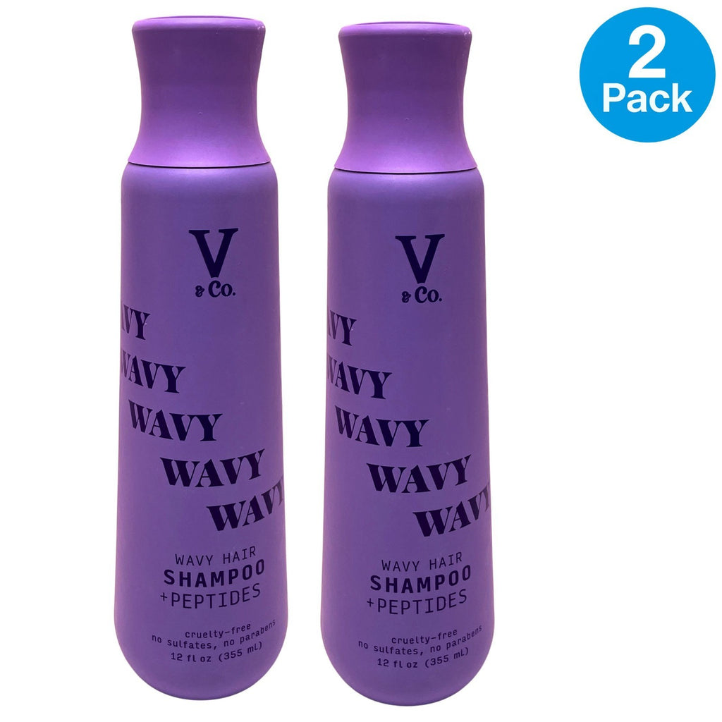 Wavy Hair Shampoo with Peptides - Sulfate-Free 12 oz 2-Pack for Nourished Waves