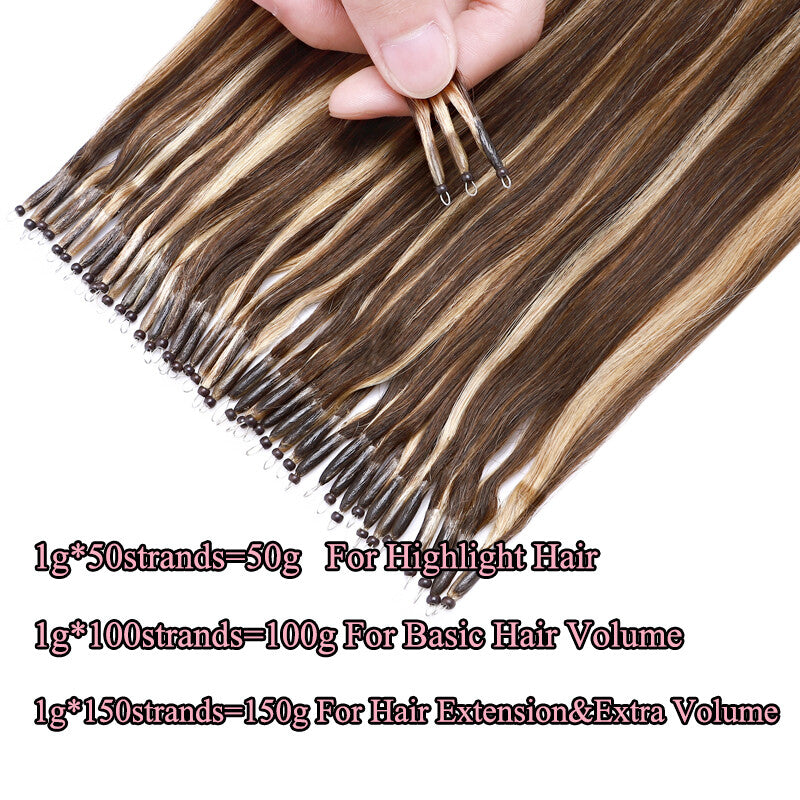Thick Nano Ring Hair Extensions - 100% Human Hair, Microlink, Ombre