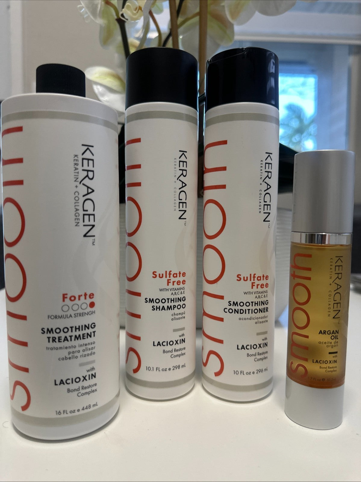 Keratin Hair Treatment Kit with Shampoo, Conditioner & Argan Oil – Salon Quality