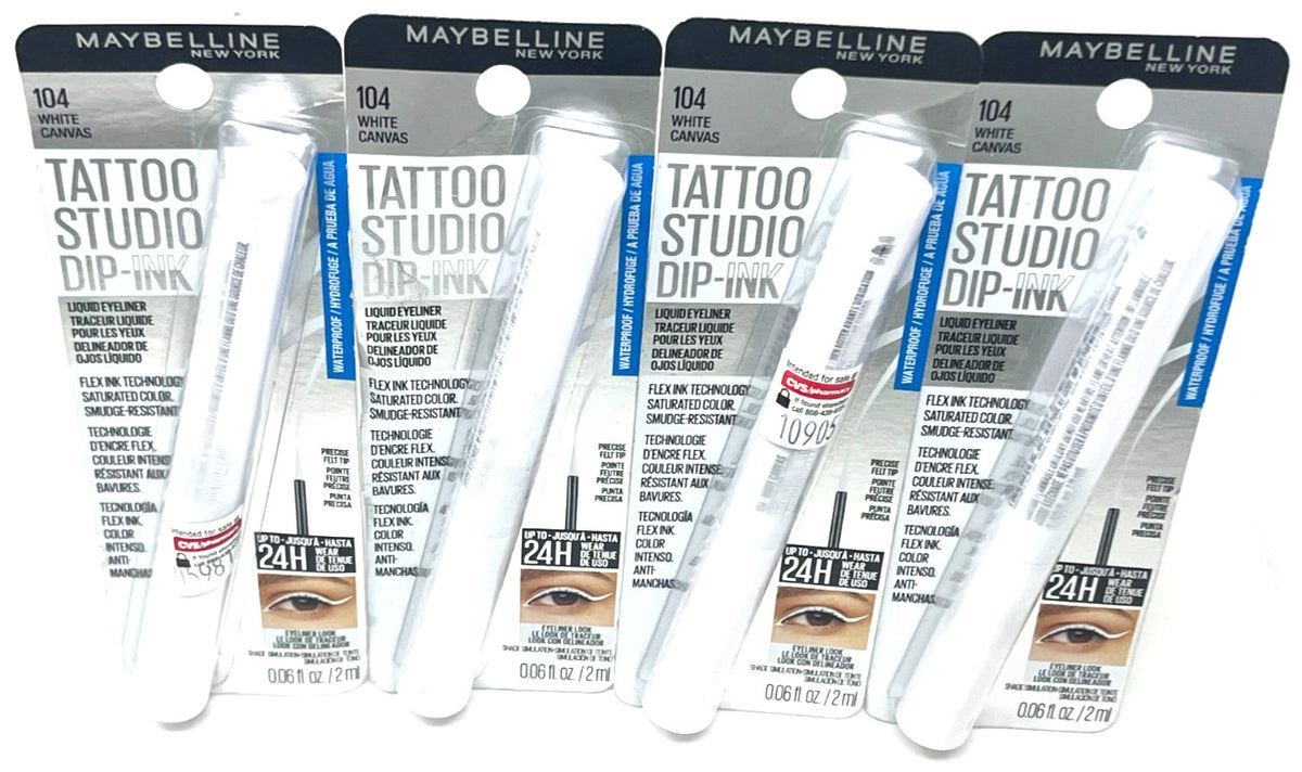 (4) Maybelline Tattoo Studio Dip-Ink Liquid Eyeliner Sealed 104 - White Canvas