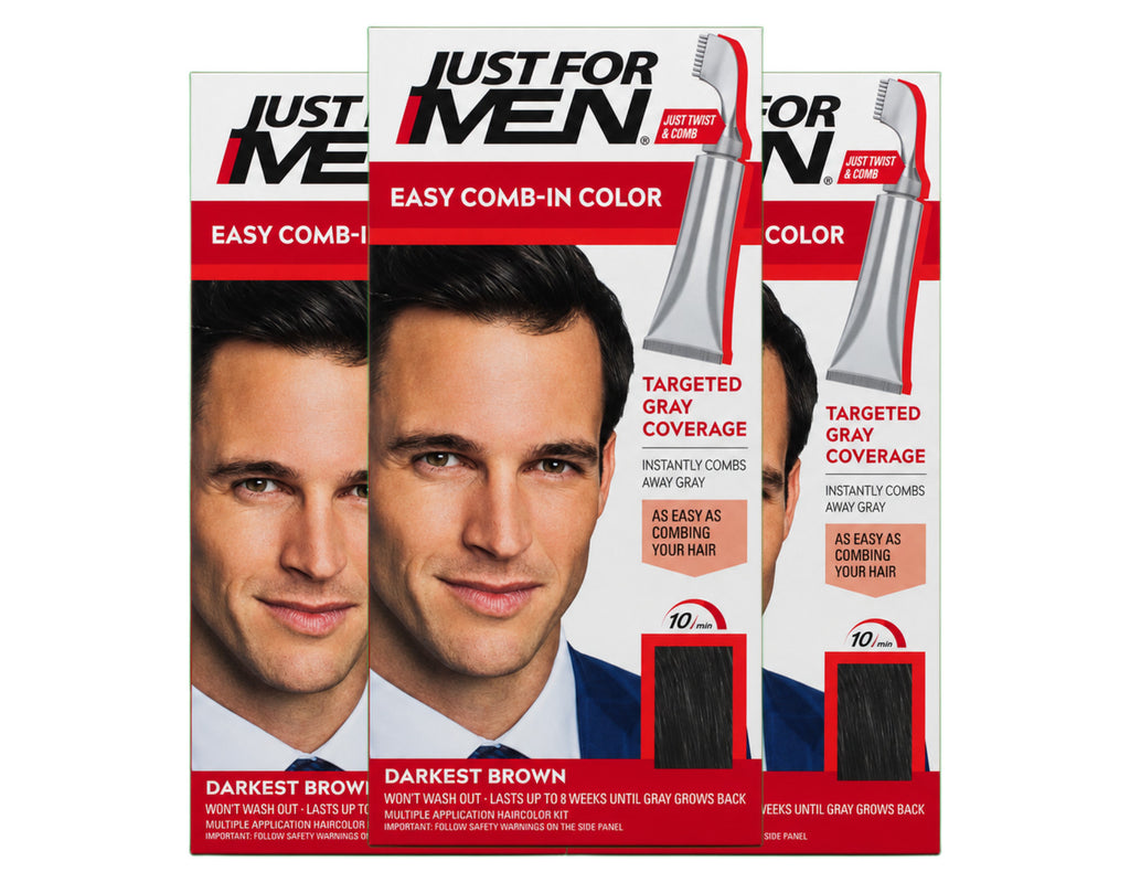 Just For Men Autostop Hair Color Darkest Brown 3-Pack - Easy Gray Coverage