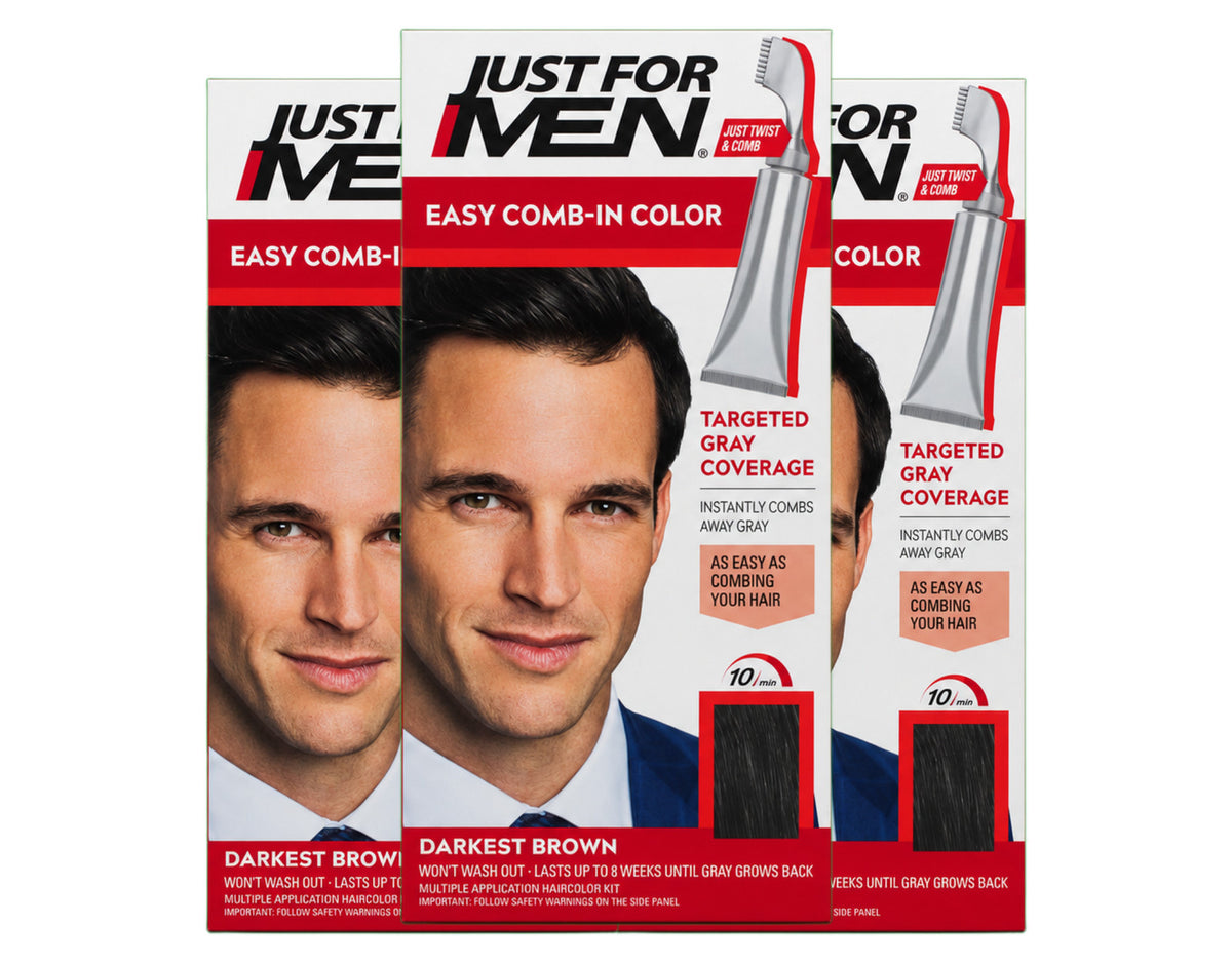 Just For Men Autostop Hair Color Darkest Brown 3-Pack - Easy Gray Coverage