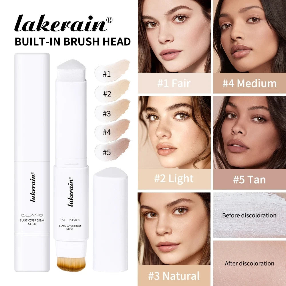 Color-Changing Foundation Stick with Brush, Full Coverage, Hydrating Skin Care