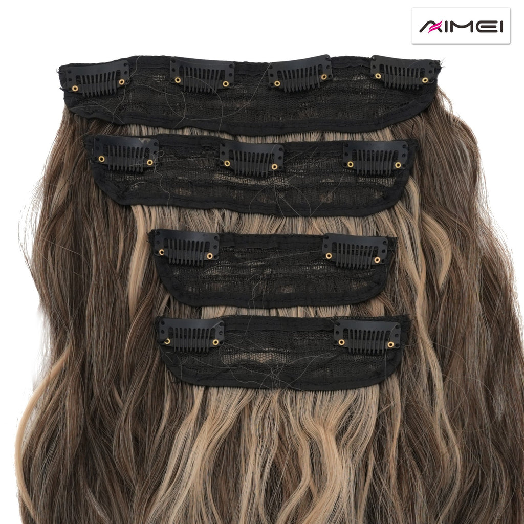 Clip in Hair Extensions 4 Pack 20 Inch Curly Synthetic Wavy Hair Pieces