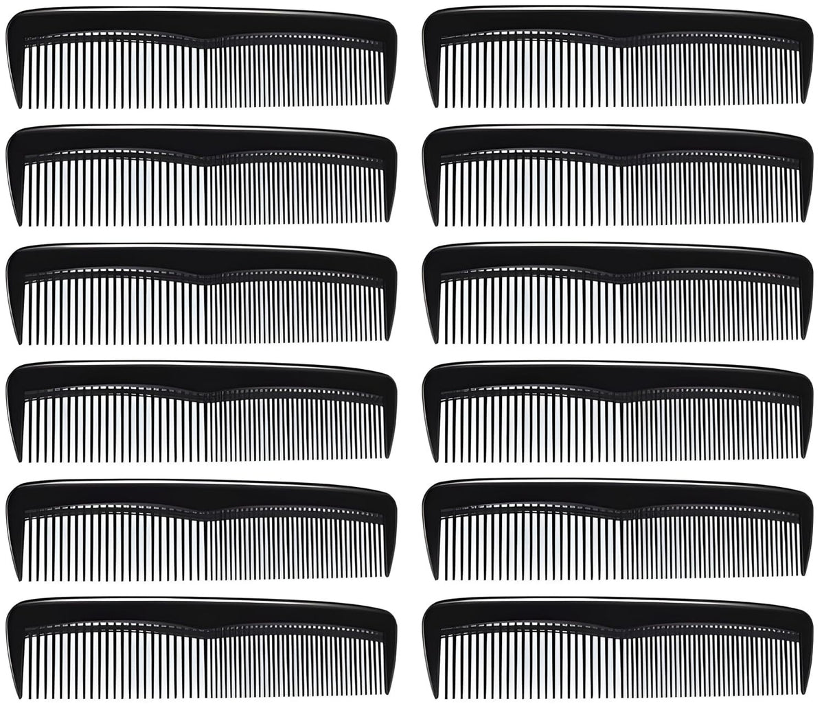 12 Pack Black Hair Combs - 5 Inch Dual-Bristle Styling Comb Set