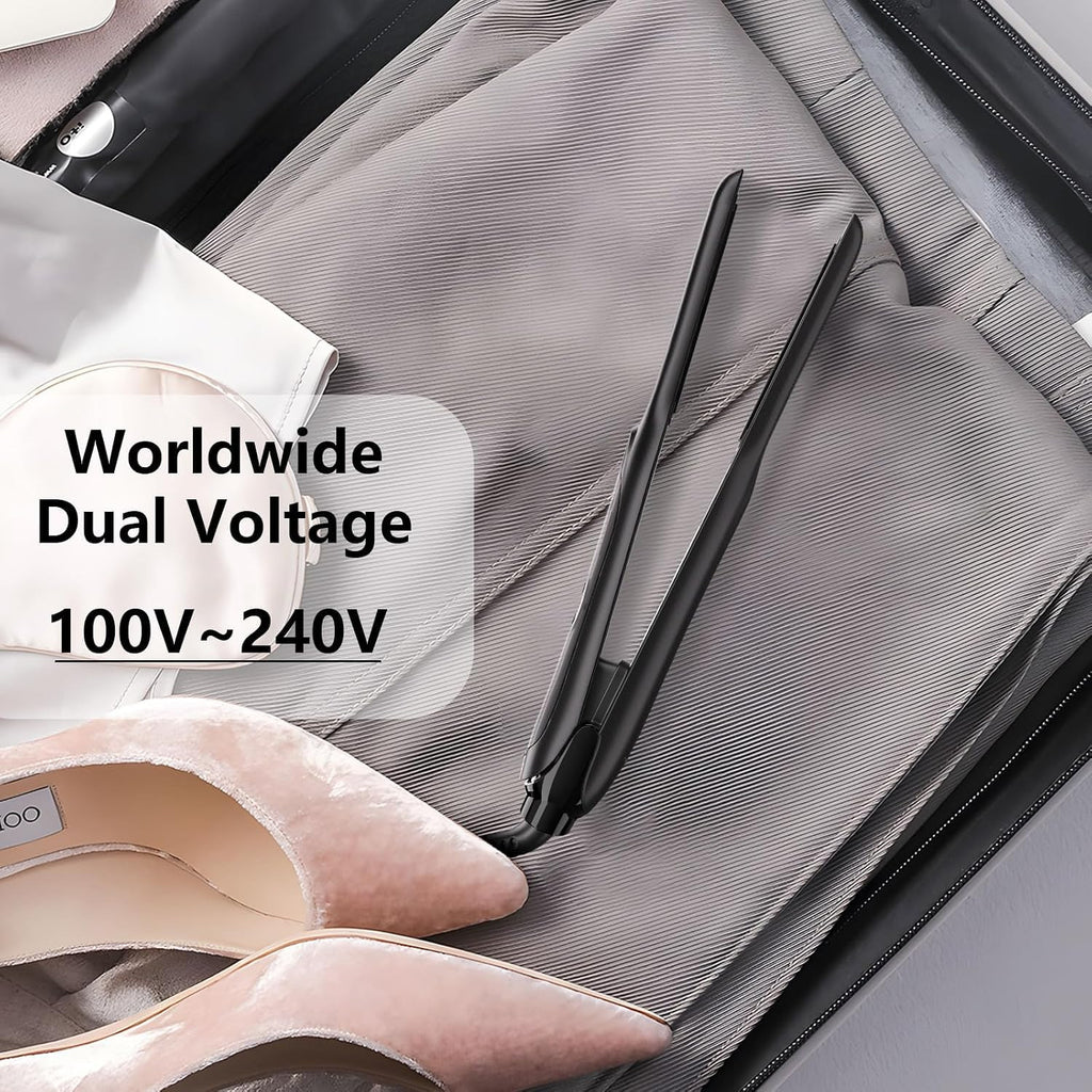 Mini Flat Iron for Short Hair & Bangs - 3/10 Inch Narrow Plates, Dual Voltage, Fast Heating