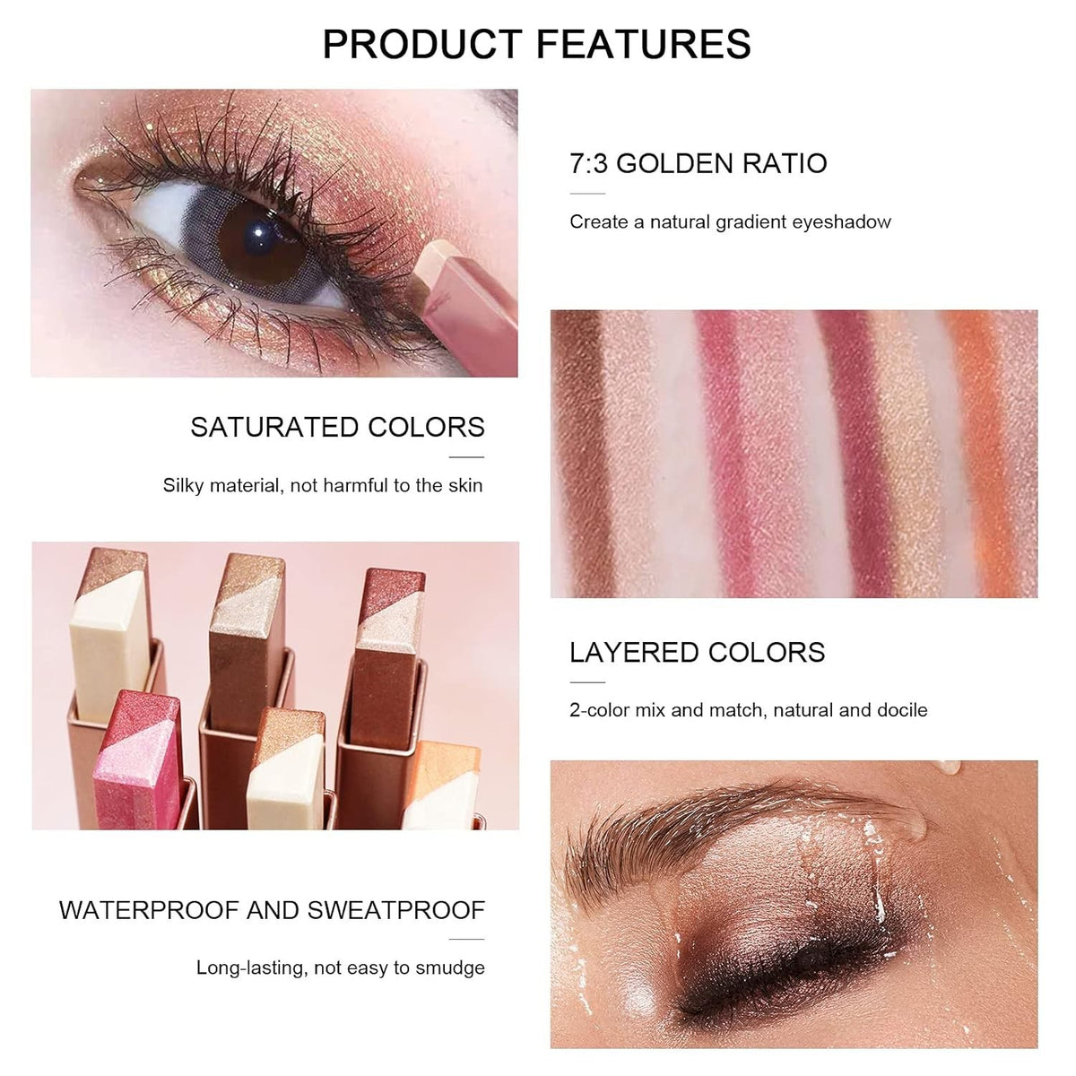 12-Color Glitter Eye Shadow Stick Set with Gradient & Waterproof Formula