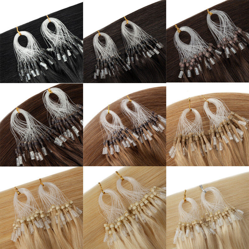Thick 100% Remy Human Hair Extensions Micro Loop Beads - Multiple Lengths & Colors