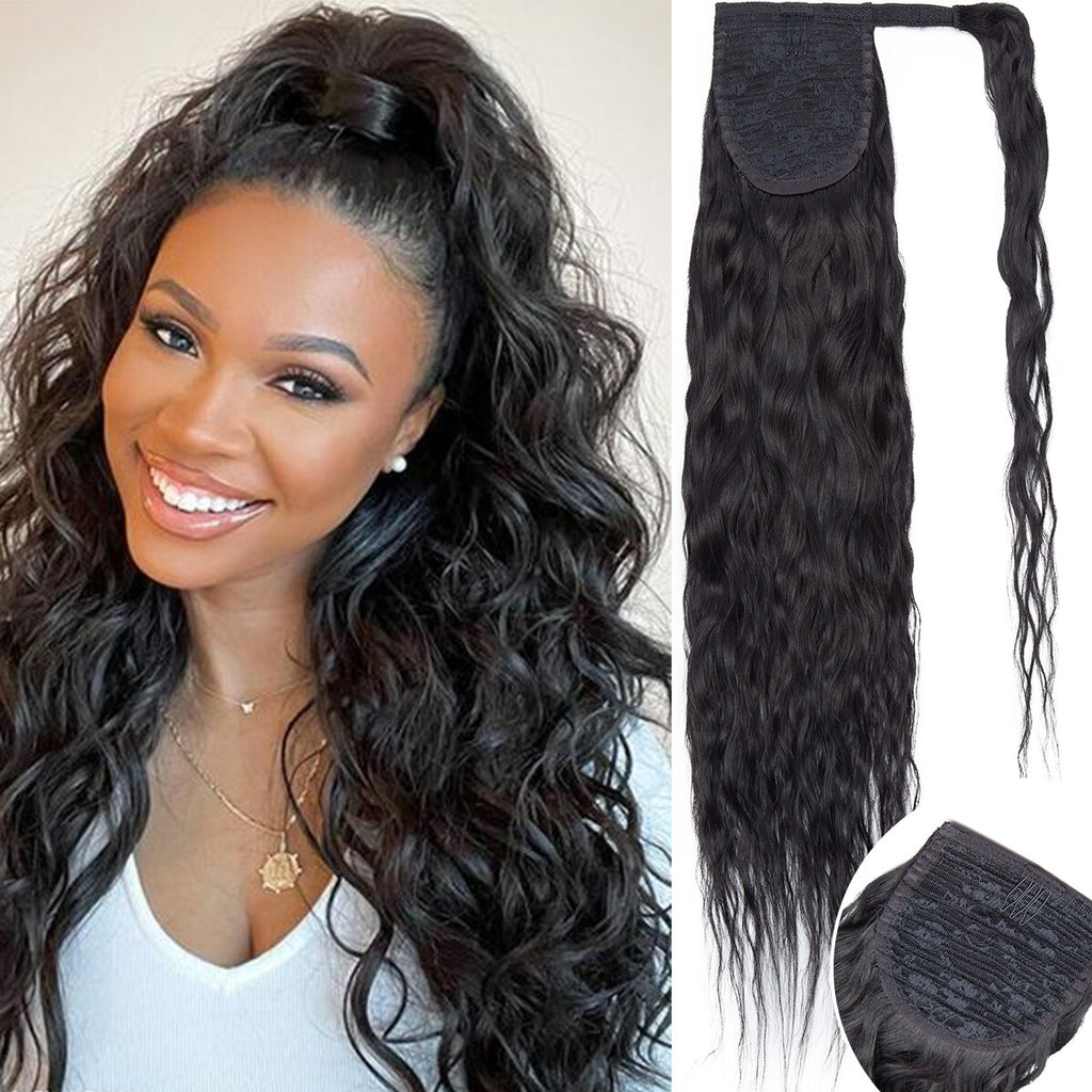 Claw Clip Ponytail Extensions - Real Human Hair, Wavy, Multiple Colors & Lengths