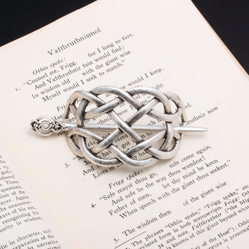 Silver Celtic Infinity Knot Hair Pin - Viking Style Hair Accessory