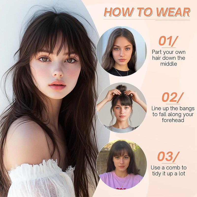 Clip-In Bangs Hair Topper for Women - Human Hair, 360° Clip-In Style