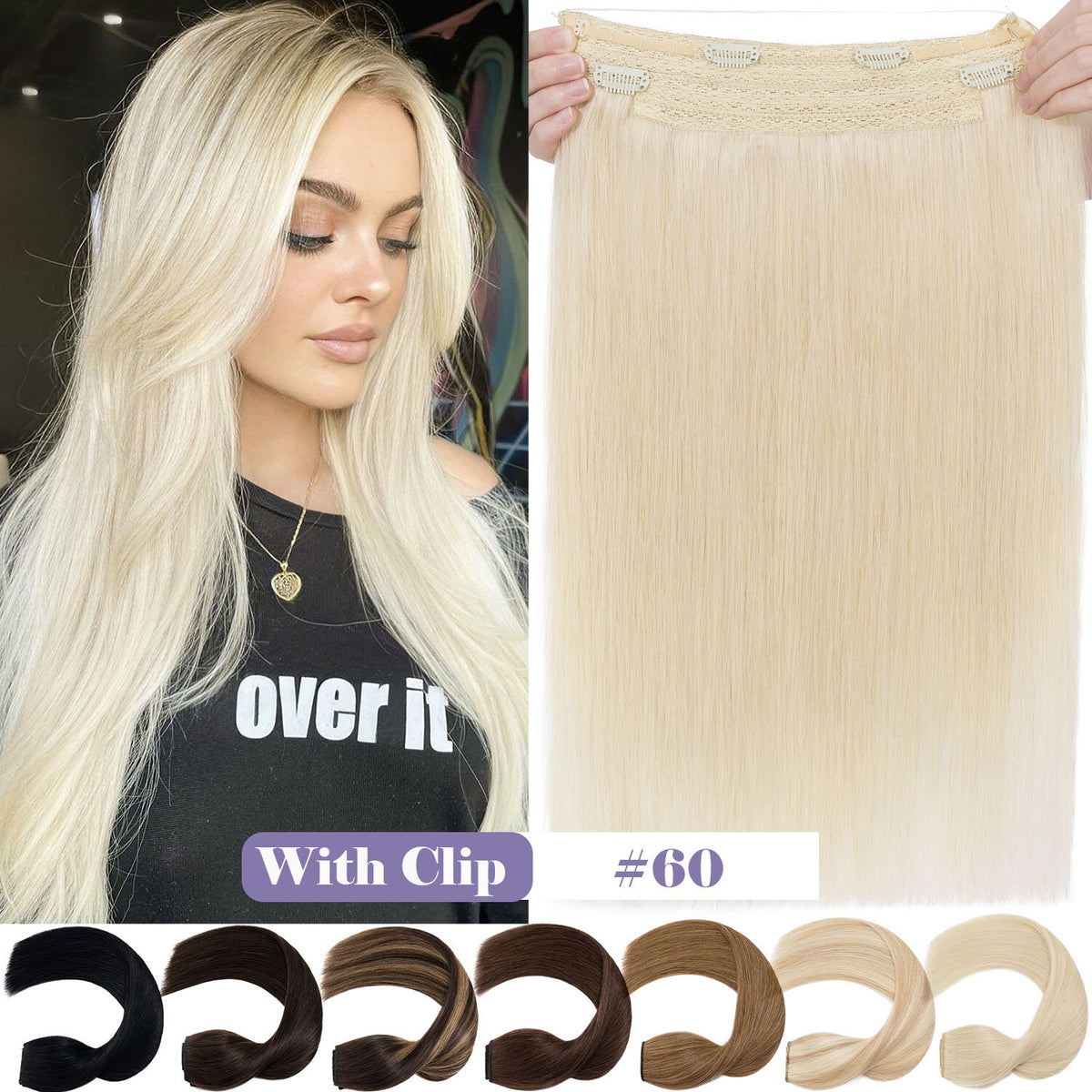 Wire-In Human Hair Extensions with Clips - Thick & Natural Look, 12-22 Inches