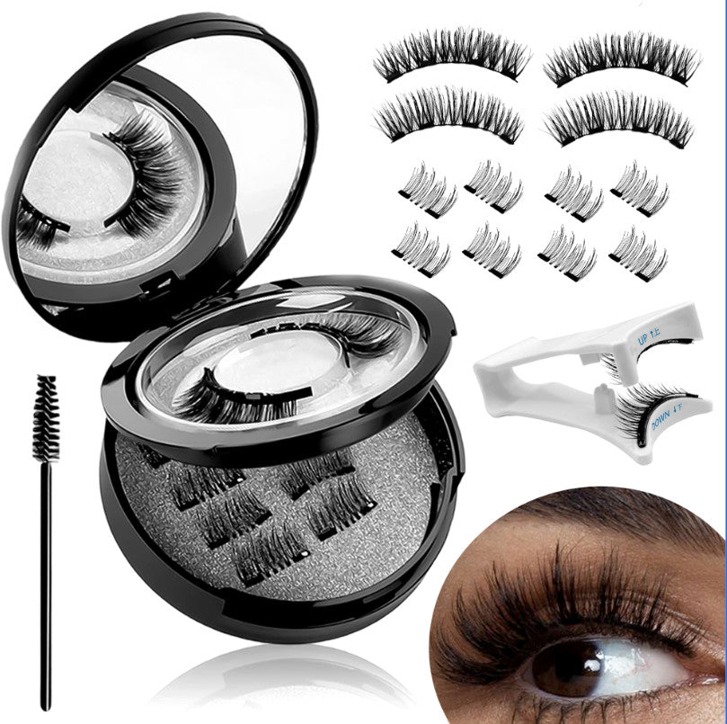 Reusable Magnetic Eyelashes with Applicator - Natural Style, No Glue Needed