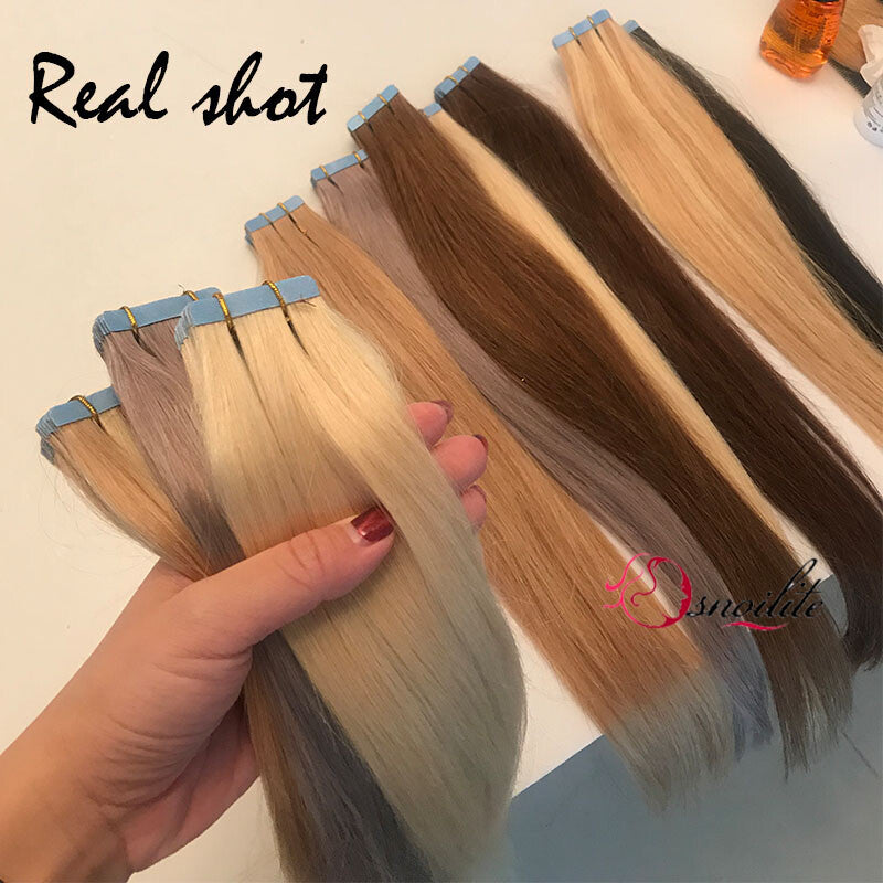 Remy Human Hair Extensions Tape-In Full Head Highlight 100% Thick & Natural