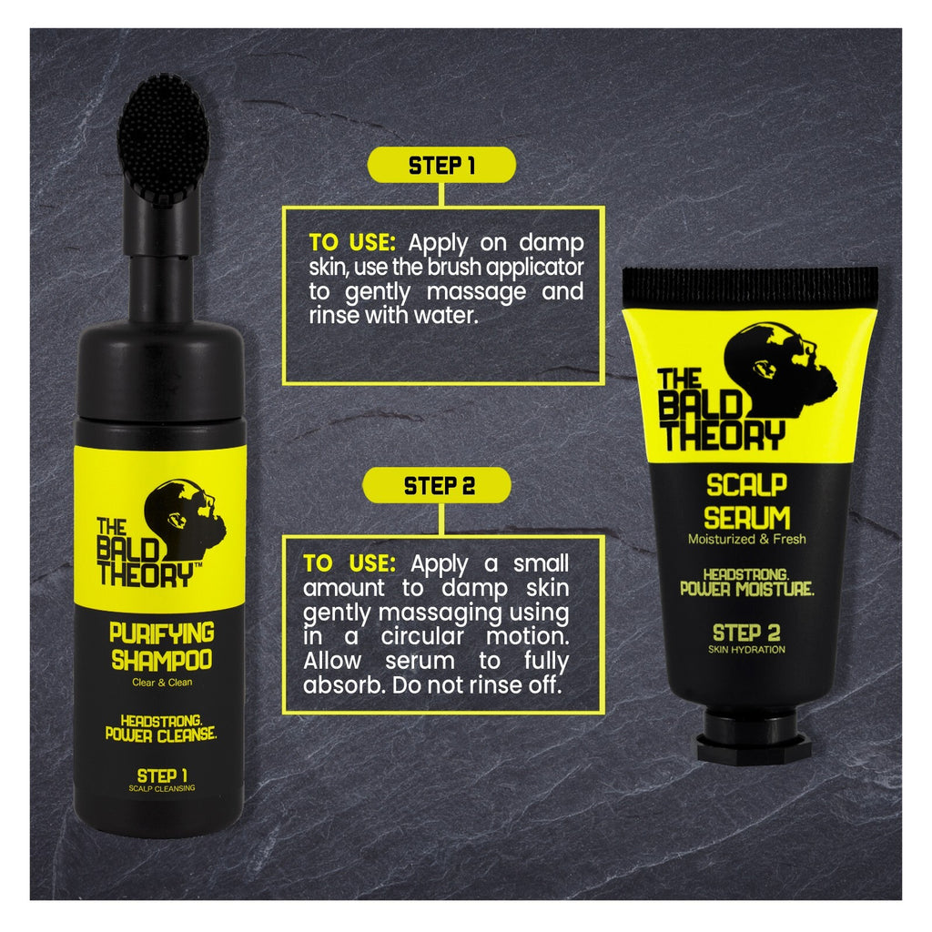 Scalp Healing Serum & Organic Purifying Shampoo with Massage Applicator