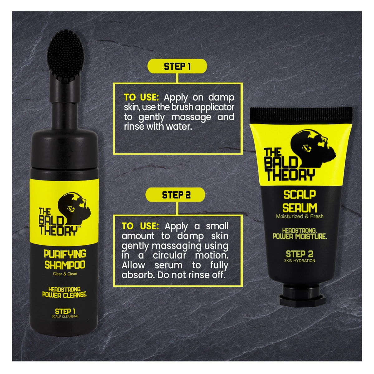 Scalp Healing Serum & Organic Purifying Shampoo with Massage Applicator