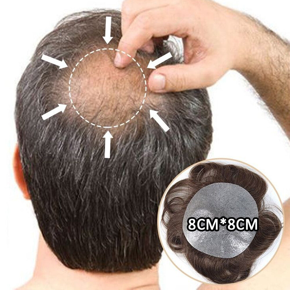 Men's Hair Patch Toupee for Bald Spot Full Skin Base Natural Remy Human Hair